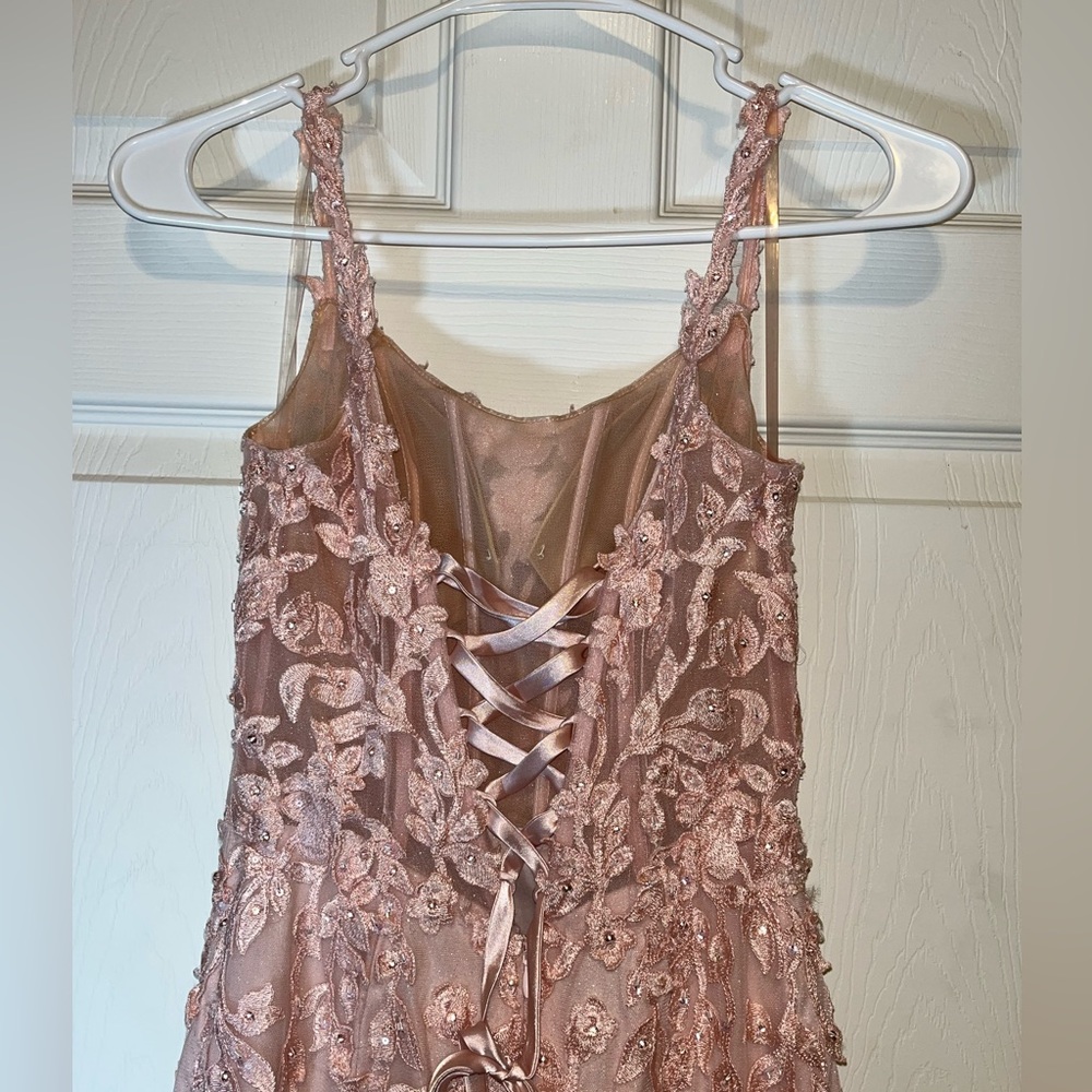Morilee Elegant Pink Lace Prom Dress - Picture 6 of 11